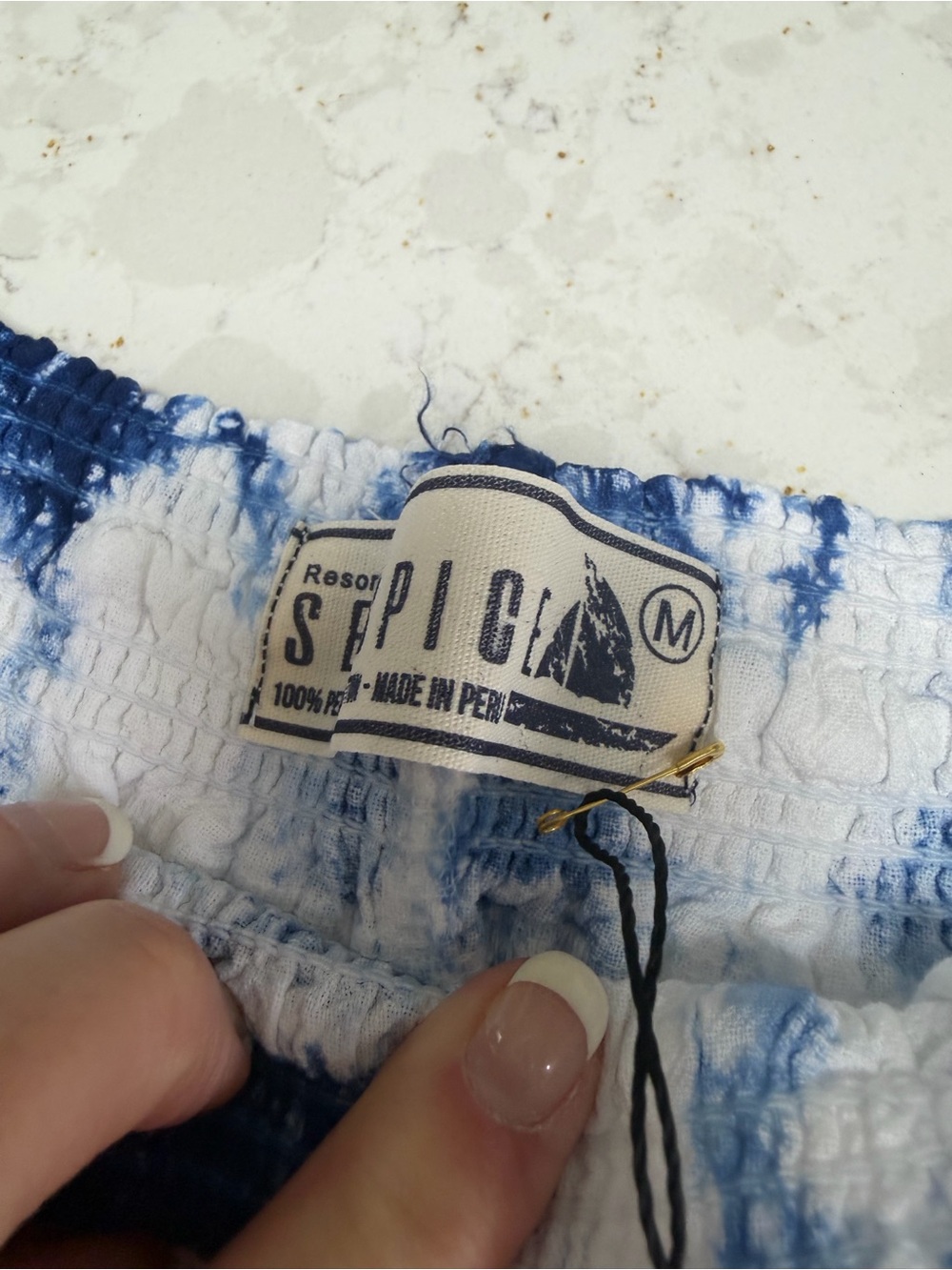 Women’s Tie-Dye Navy & White Hybrid Shorts Elastic Waist medium Seaspice new - Picture 6 of 7